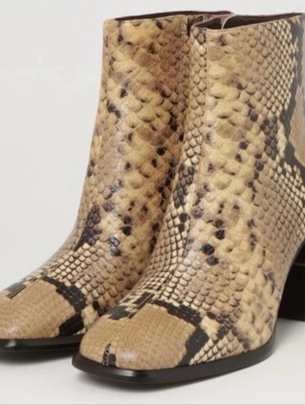 NWT- Tory Burch Yellow Snake-Print Block Heel Leather Ankle Booties-No Box - Picture 3 of 8